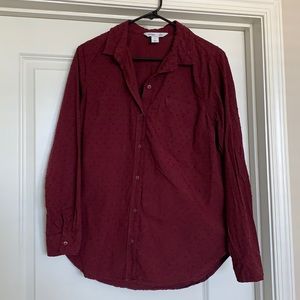 Burgundy textured collar shirt